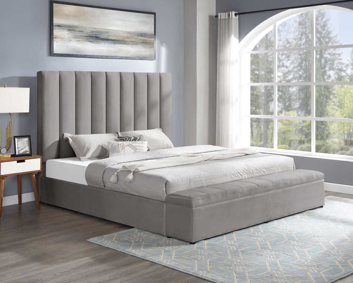Valencia Upholstered Platform Bed — Storage Footboard
