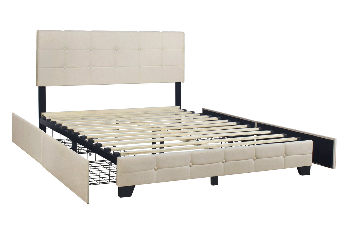 HH995 Platform Bed — Side Drawer Storage, Full to King
