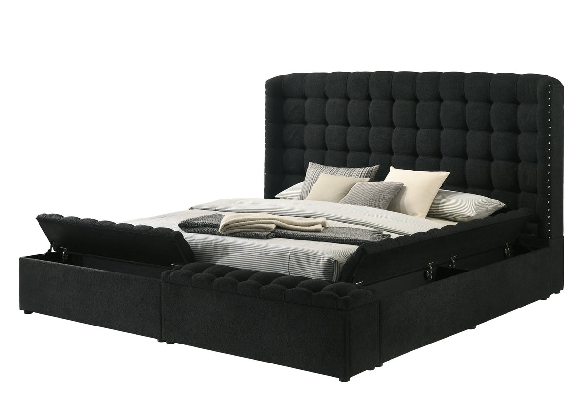 Madonna Black Platform Bed — 60" Headboard, Queen & King