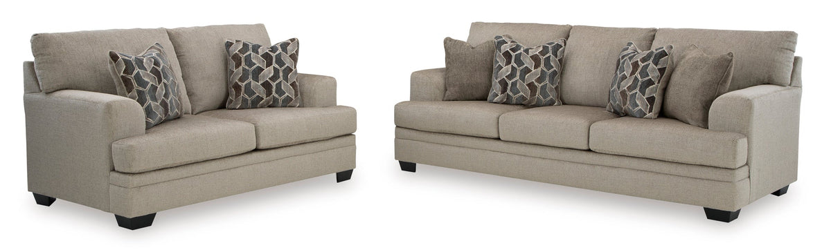 Ashley 595-04 Sofa & Loveseat Set — Reversible Cushions & Accent Pillows