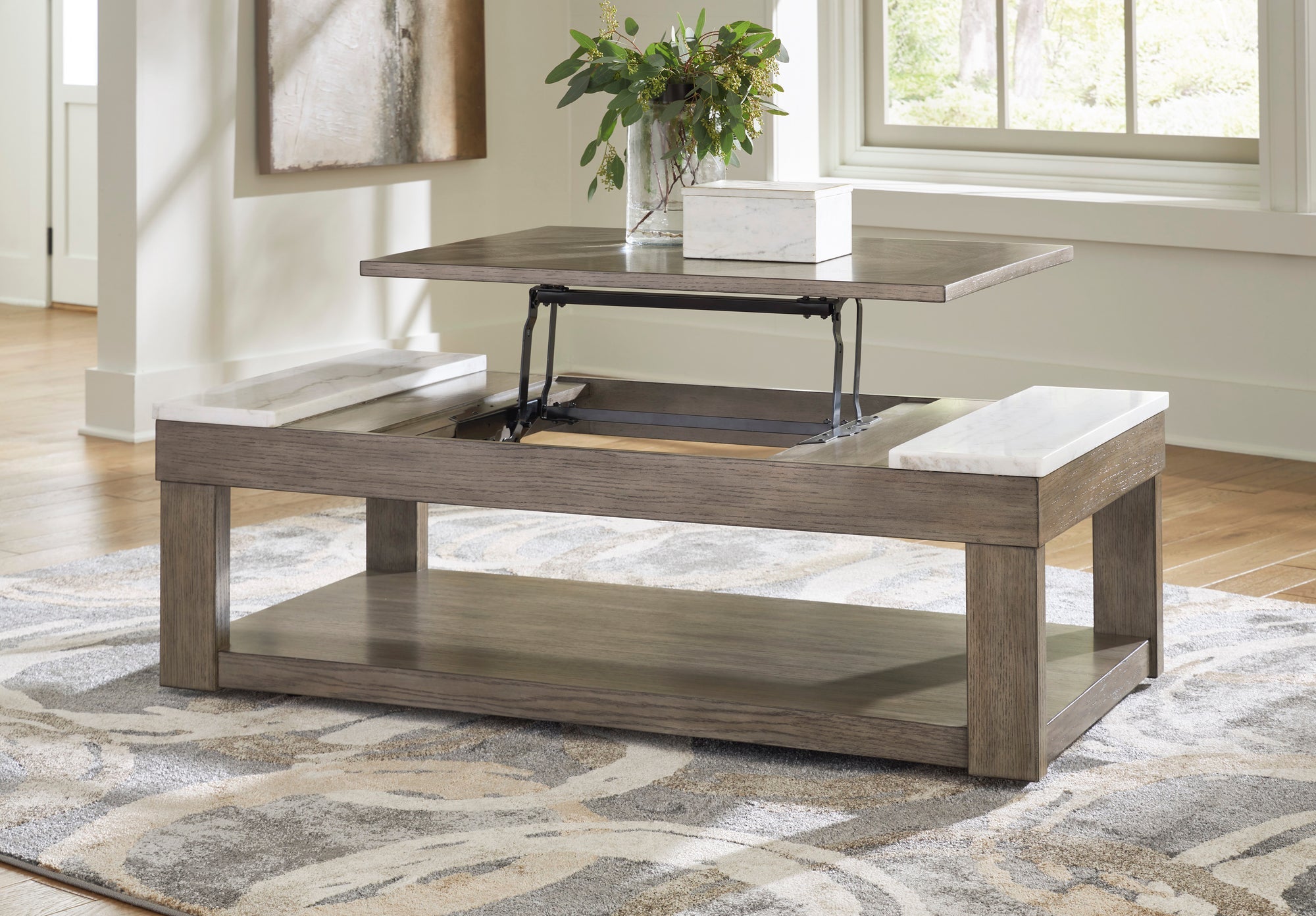 T854-9 Lift Top Cocktail Table (MARBLE TOP)