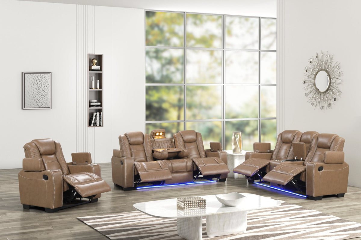 Stefano10 3PC Reclining Set — Drop-Down Table & USB Charging