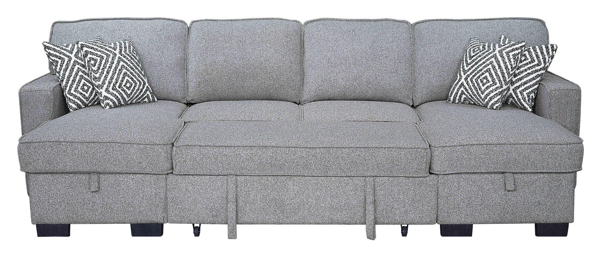 Sahara Gray - Double Storage Chaise Sectional w/ Drop Down Cupholders