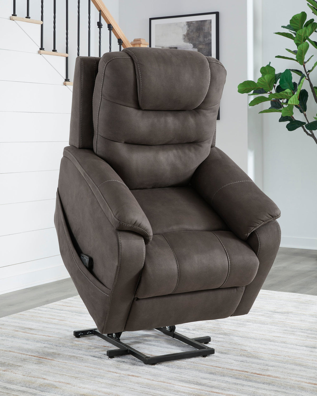 Ashley 1760912 Faux Leather Power Lift Recliner — Heat & Massage