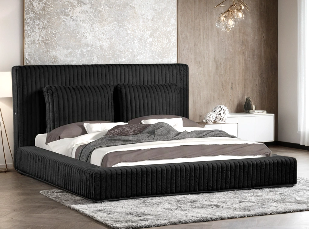 Lauren Black Platform Bed (w/ USB PORTS) - Queen, King