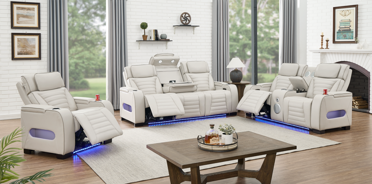 Tokyo Sand 3PC Power Reclining Set — Drop-Down Table & Wireless Charging