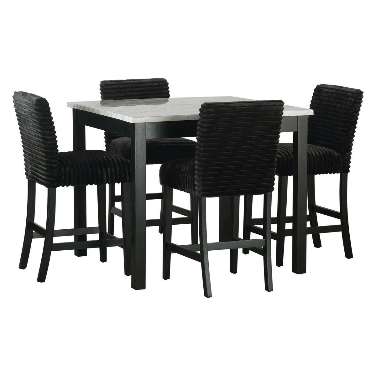 Dior Pub Table & 4 Chair Set — Black Corduroy