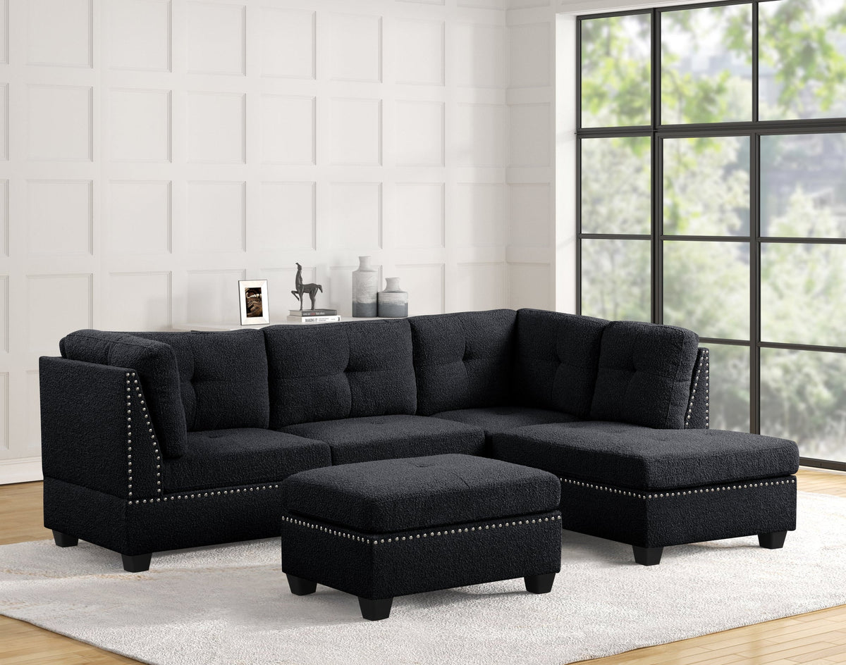 Sienna Boucle Sectional + Ottoman Set — 3 Colorways