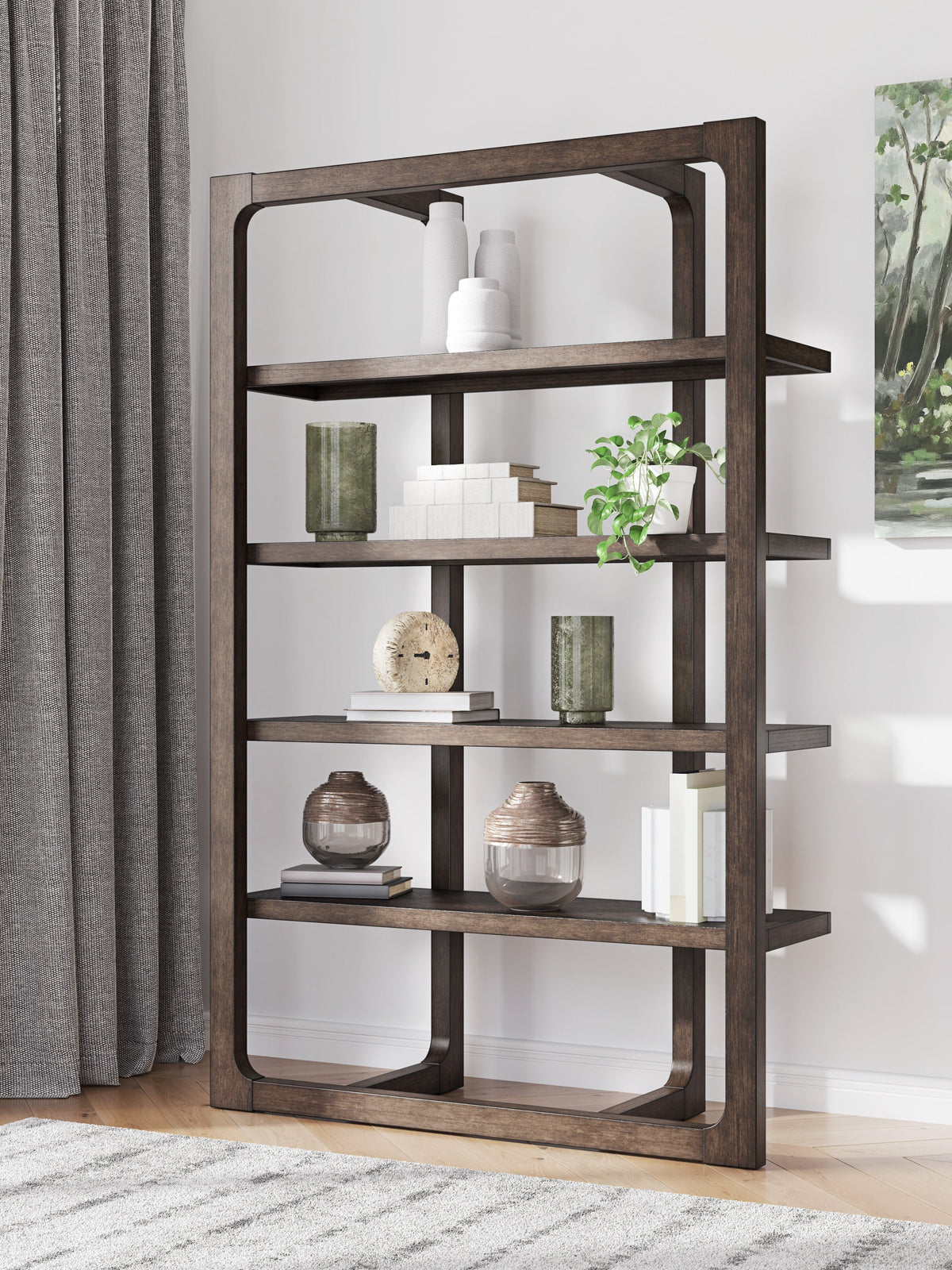 H556-70 Oak Veneer Bookcase — 4 Shelves