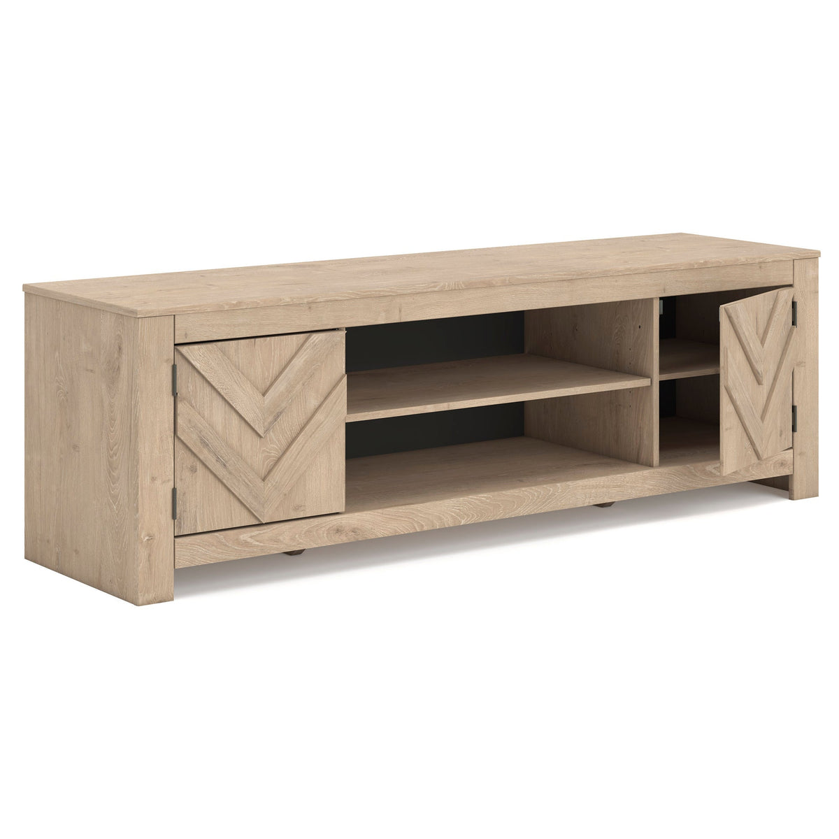 W3787-68 Light Oak-Grain TV Stand — 70" with Adjustable Shelves