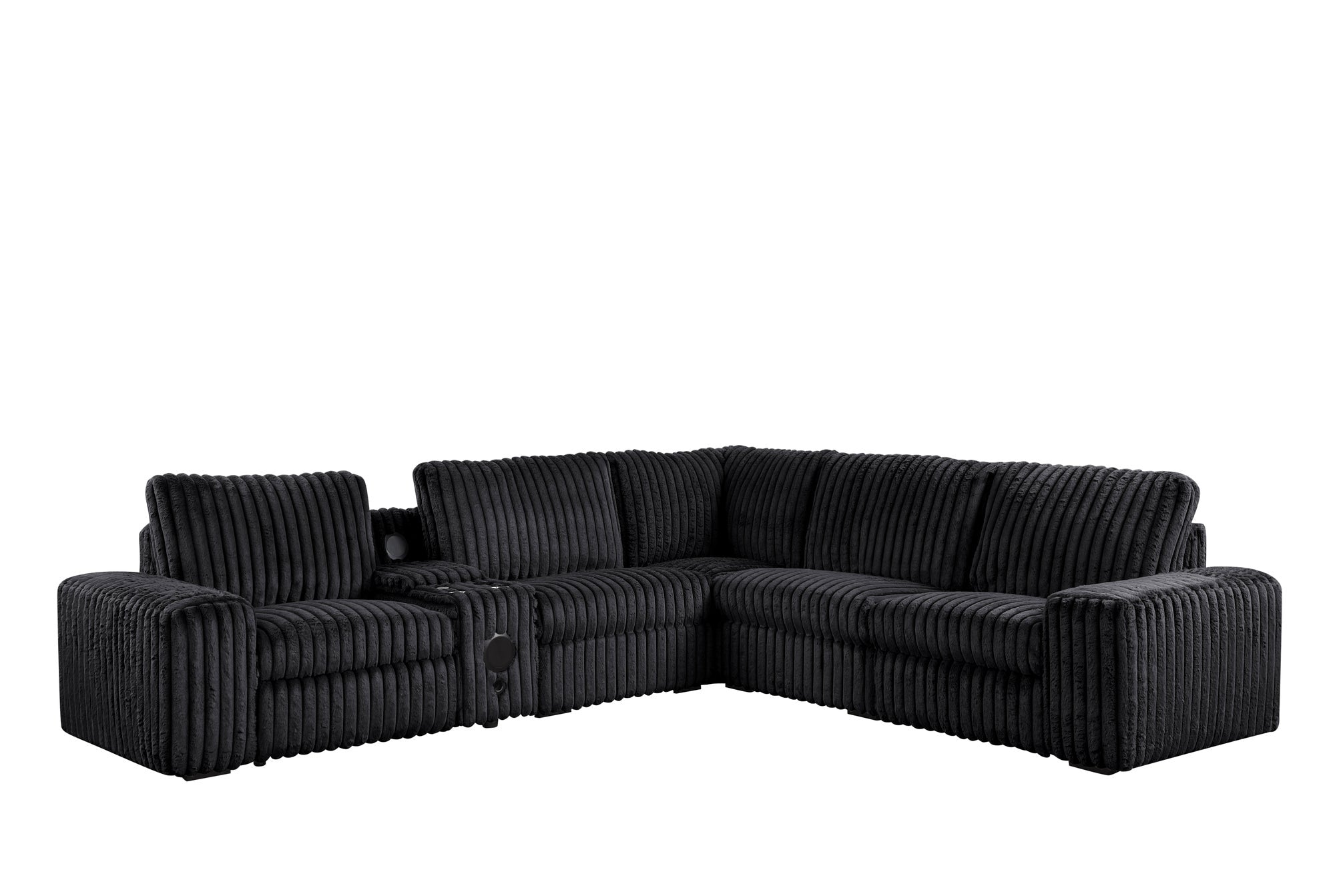 Amelia Onyx Power Reclining Sectional (w/ Bluetooth Speakers)