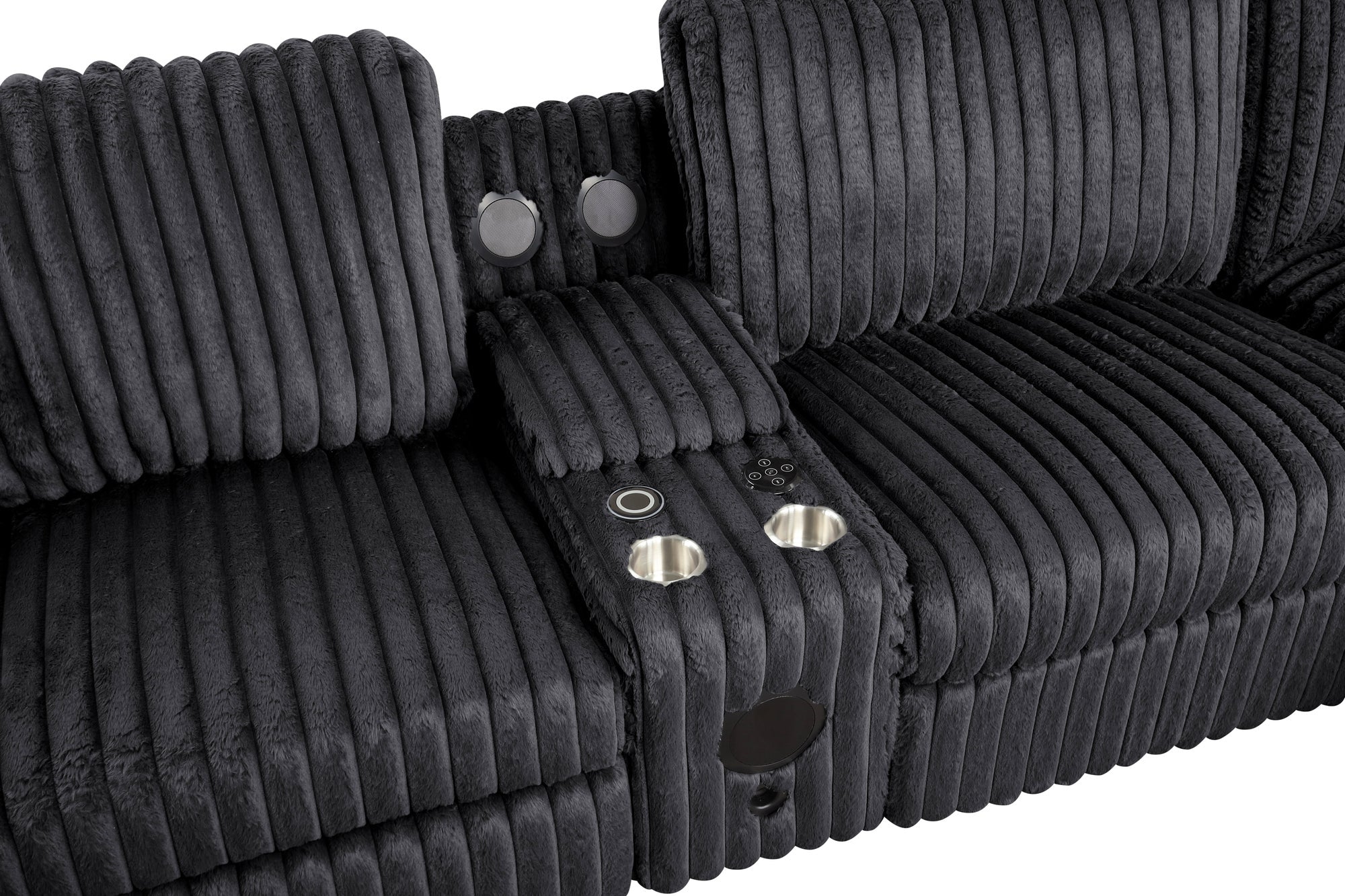 Amelia Onyx Power Reclining Sectional (w/ Bluetooth Speakers)