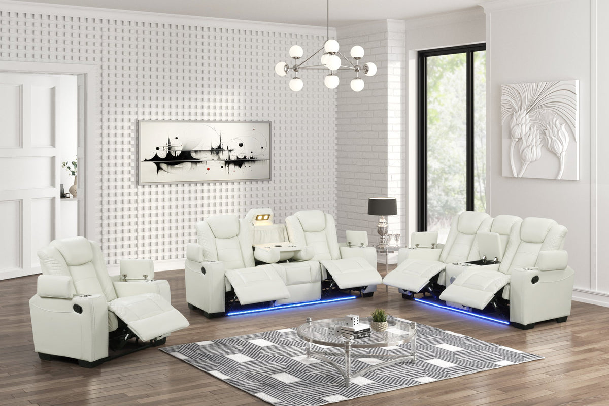 Stefano50 3PC Reclining Set — Drop-Down Table & Charging Pad