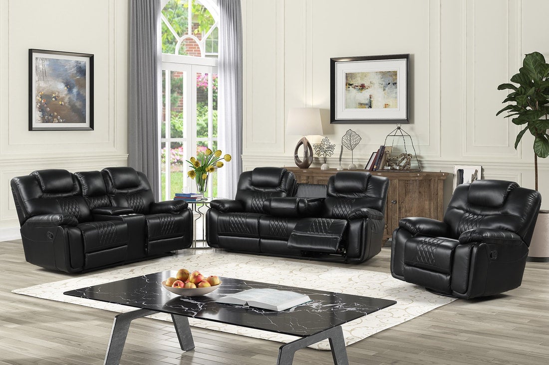 Galveston 3PC Oversized Reclining Set — Drop-Down Cupholders & Swivel Recliner