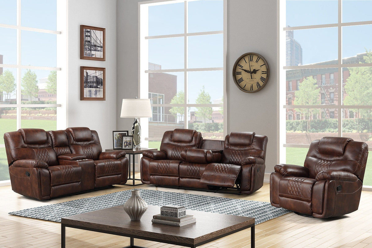 Galveston 3PC Oversized Reclining Set — Drop-Down Cupholders & Swivel Recliner