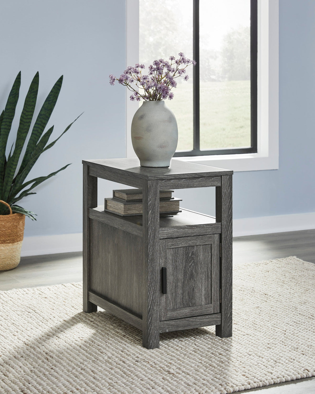 Ashley T190-317 Weathered Gray End Table — USB-A & USB-C Charging