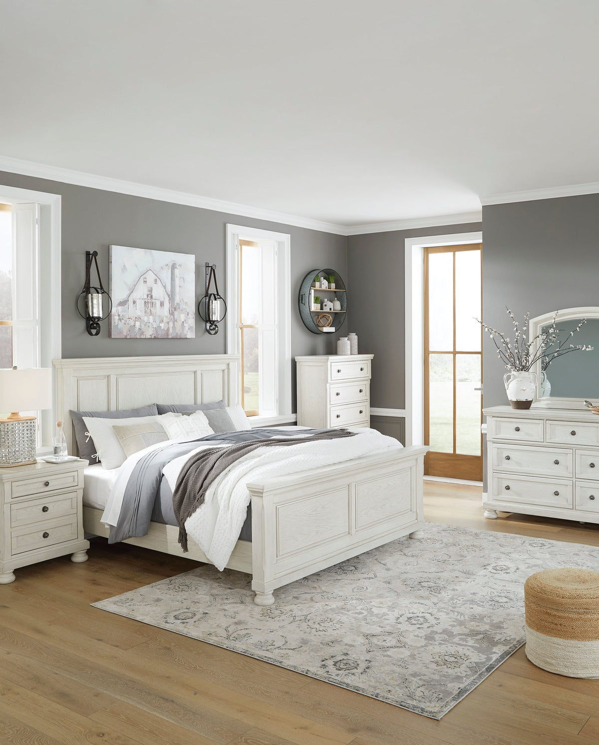 Ashley B742 Antiqued White 5-Piece Bedroom Set — Queen & King