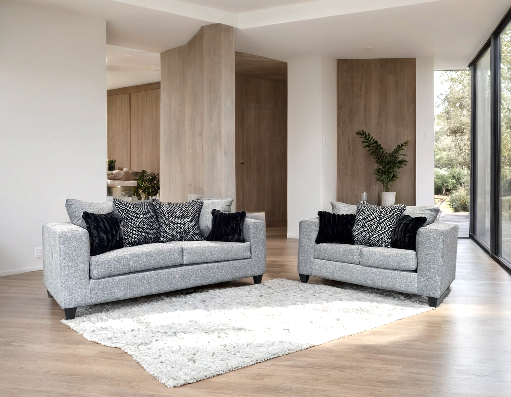 110 Sofa & Loveseat Set — Chenille Fabric & Pillows Included
