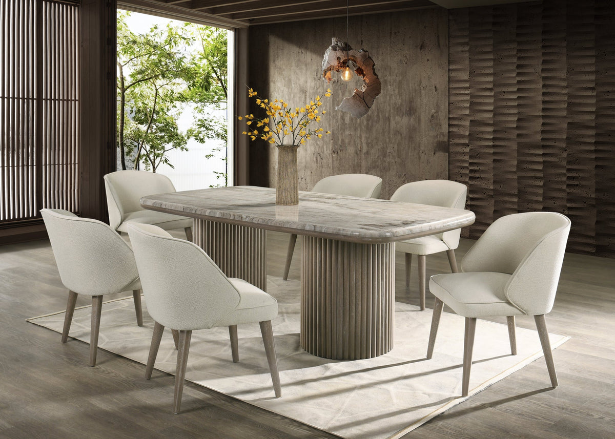 Samara Genuine Marble Dining Set — Table & 6 Chairs