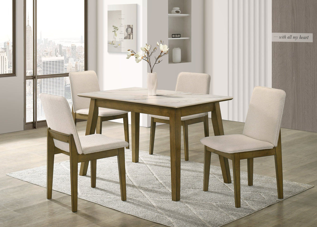 Alan10 Dining Set — Porcelain Table Top & 4 Chairs