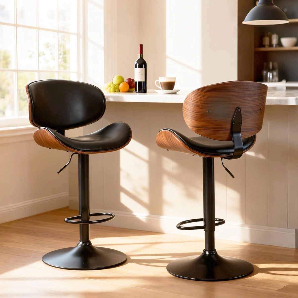 2347 Swivel Barstool Set — Adjustable Height, Set of 2