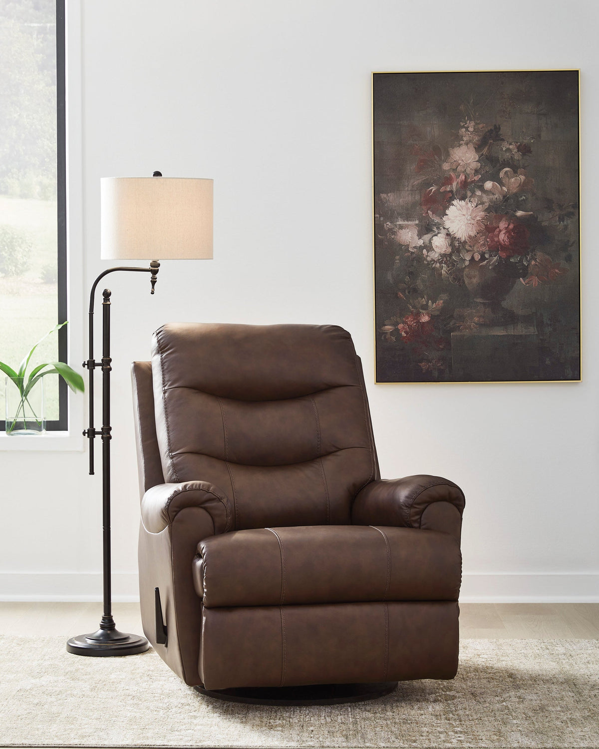 U1340061 Top Grain Leather Swivel Recliner — 360° Swivel & Glide
