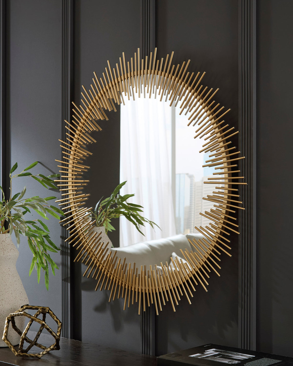 Ashley A8010405 Gold-Tone Accent Mirror — 36″ Metal Frame