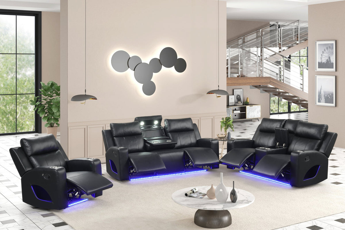 Pinnacle 3PC Reclining Set — Drop-Down Table & Bluetooth Speaker, 3 Colors