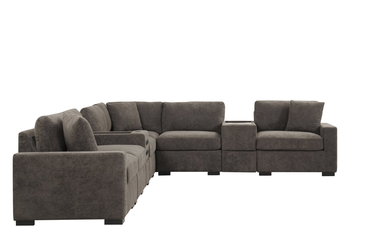Barista Chocolate 8PC Modular Sectional — Bluetooth Speaker & Storage