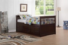 HH8000 TWIN CAPTAIN BED W/TRUNDLE AND DRAWERS UNIT