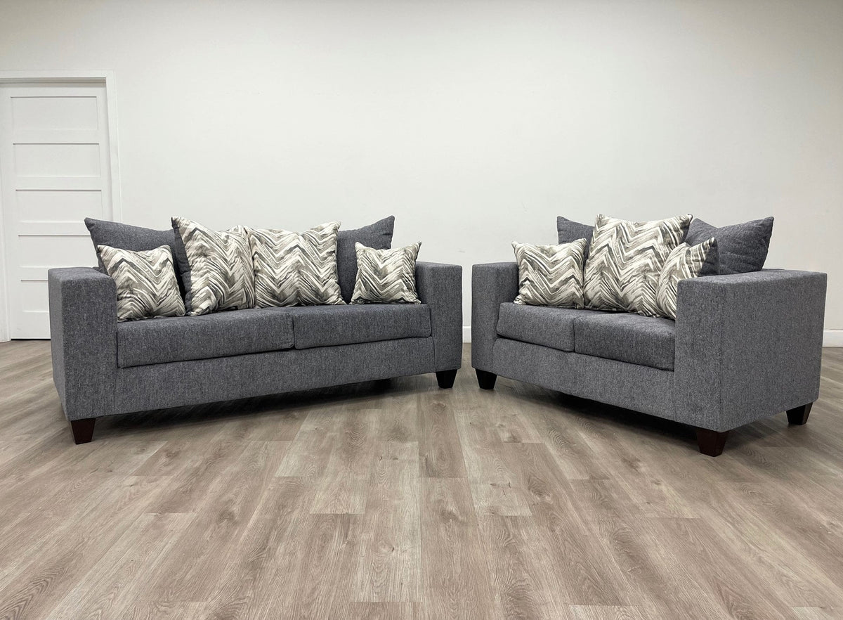 110 Sofa & Loveseat Set — Chenille Fabric & Pillows Included