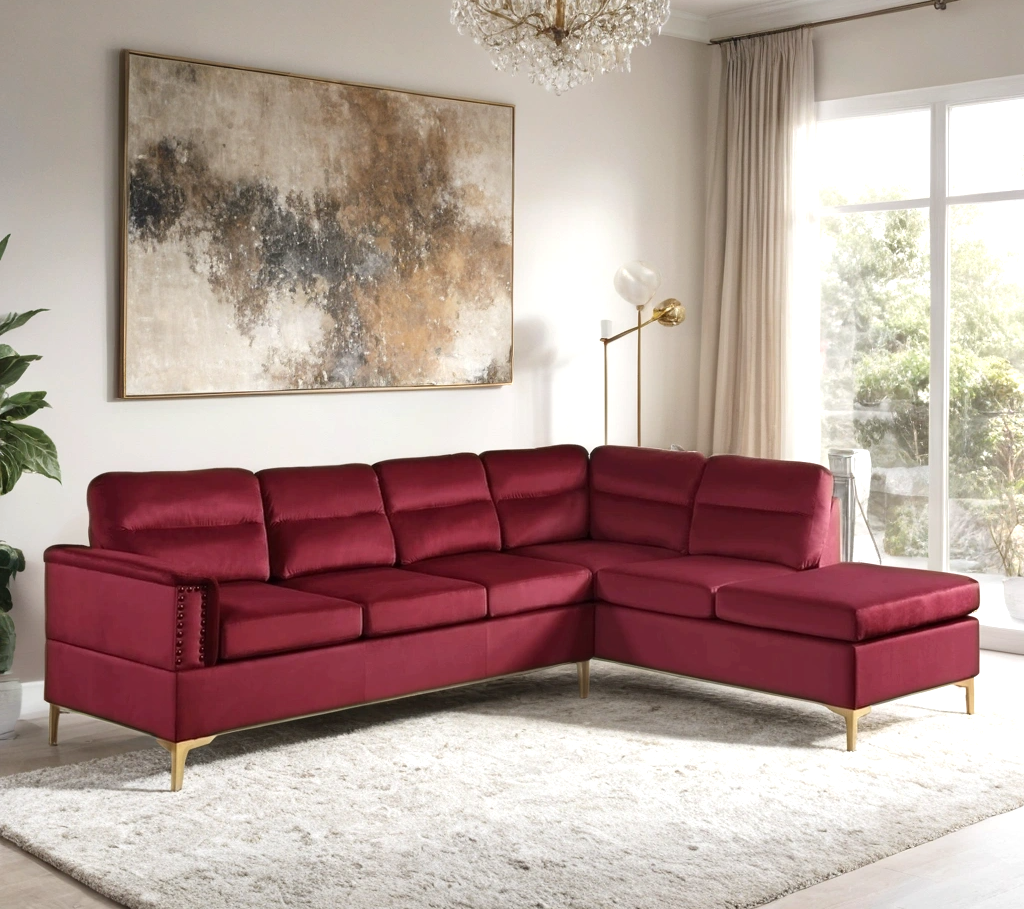 Vogue Red Sectional — Sofa & Chaise Design