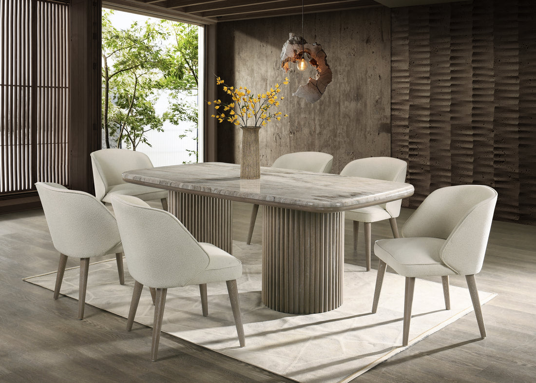 Samara Genuine Marble Dining Set — Table & 6 Chairs