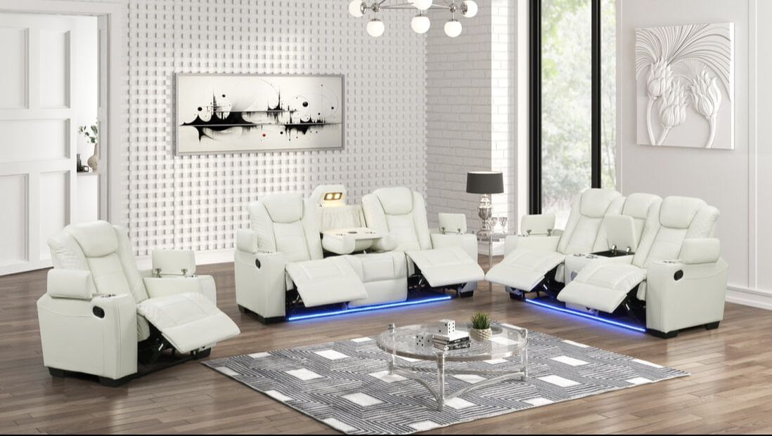 Stefano50 3PC Reclining Set — Drop-Down Table & Charging Pad