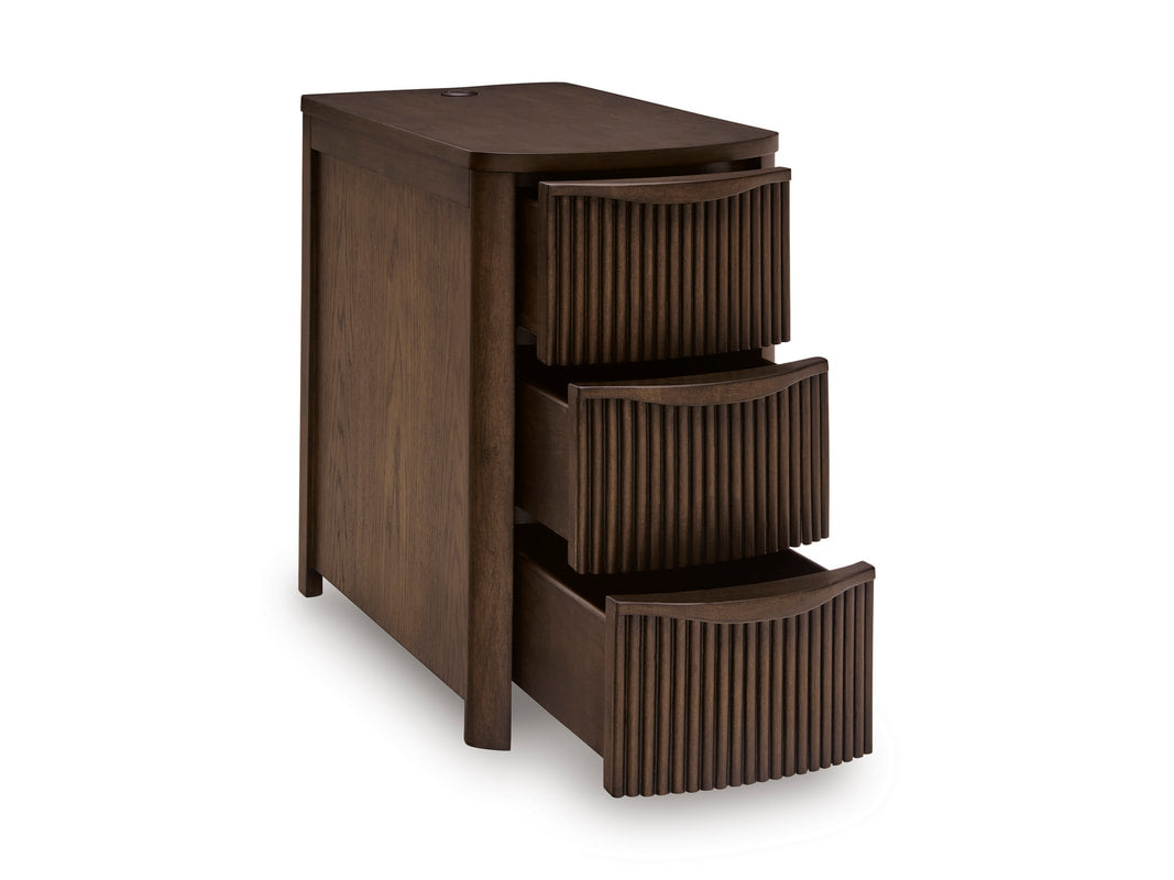 Ashley T208-217 Brown End Table — USB-A & USB-C Charging
