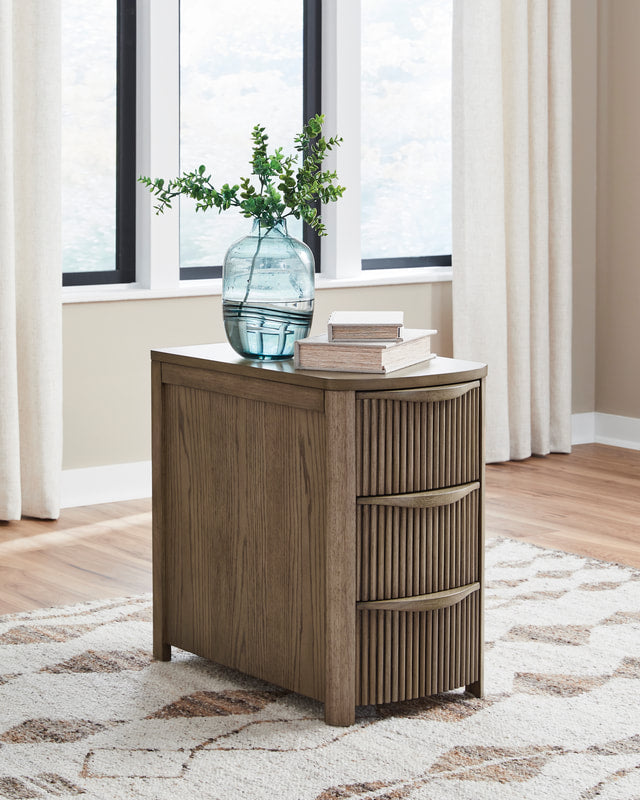 Ashley T208-317 Light Brown End Table — USB-A & USB-C Charging