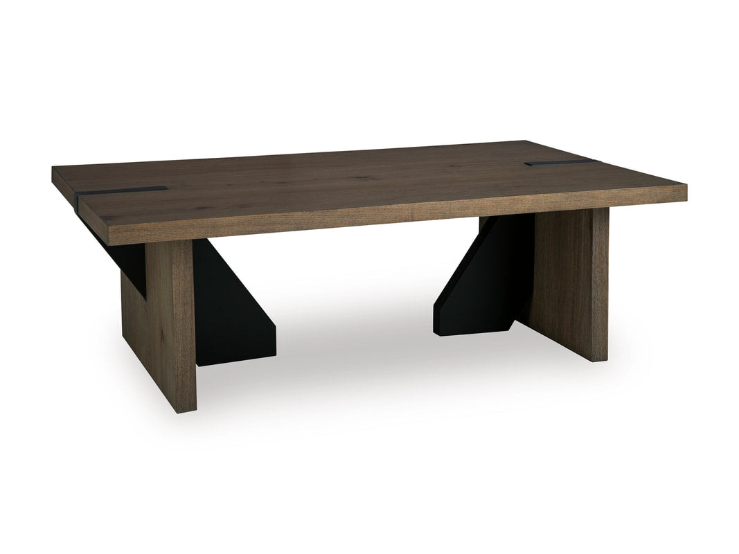 Ashley T554-1 Cocktail Table — Rustic Oak Veneer