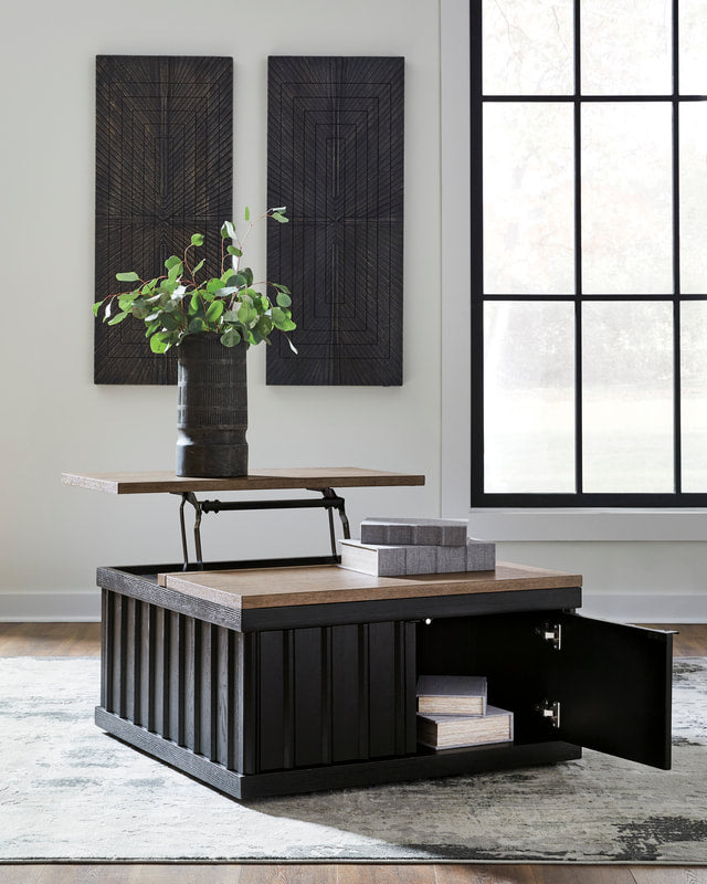 Ashley T721-00 Lift Top Cocktail Table — Casters & Cabinet Storage