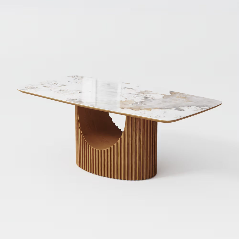 Silvo 79-Inch Glossy Sintered Stone Dining Table