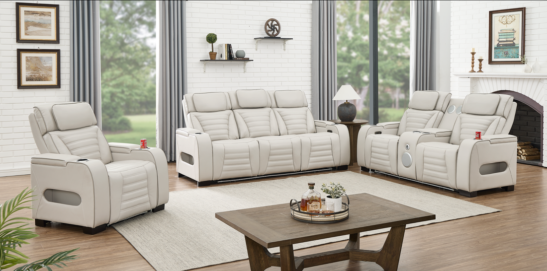 Tokyo Sand 3PC Power Reclining Set — Drop-Down Table & Wireless Charging