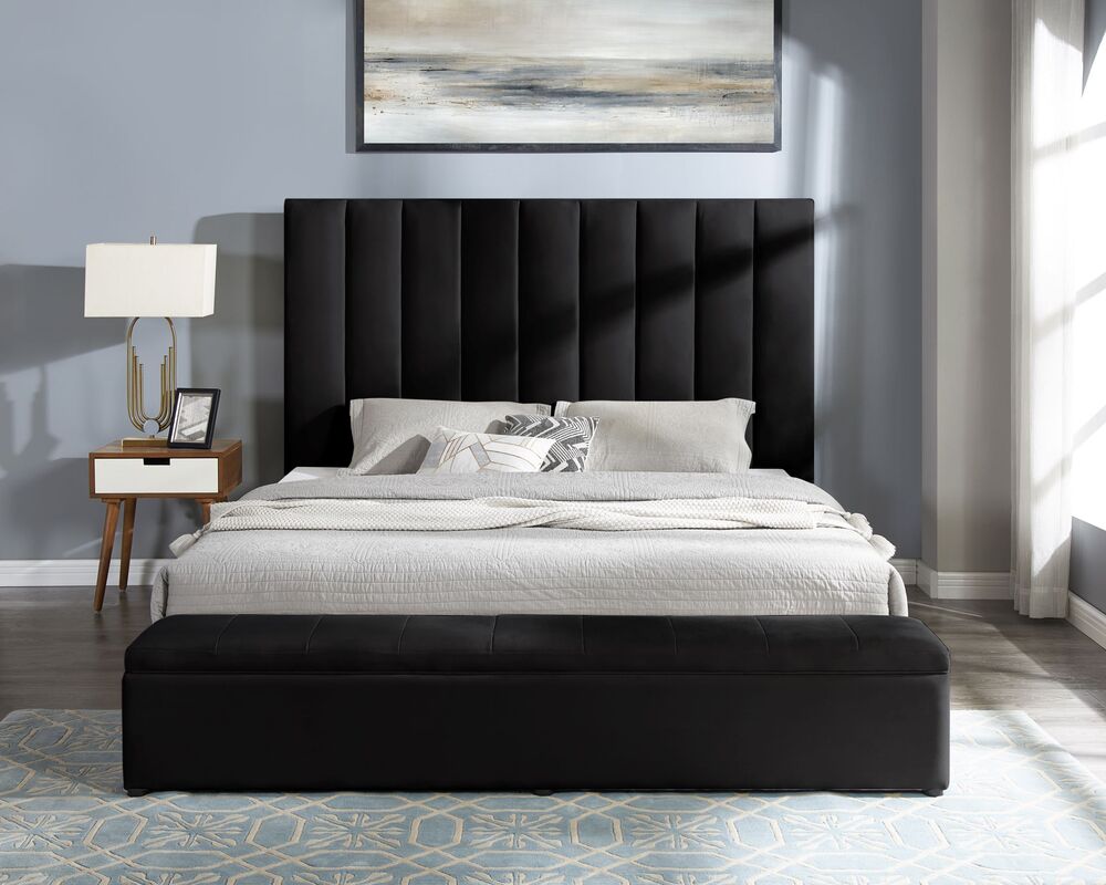 Valencia Upholstered Platform Bed — Storage Footboard