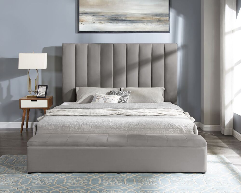 Valencia Upholstered Platform Bed — Storage Footboard