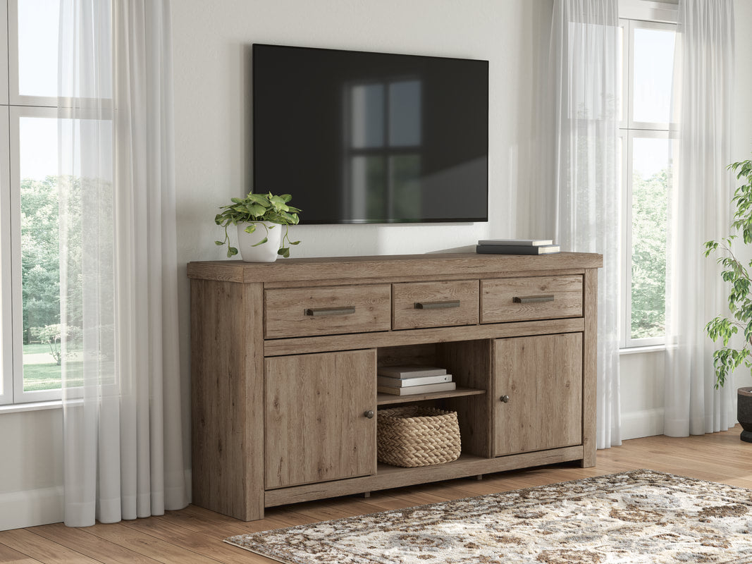 W2844-268 Rustic Oak TV Stand — 72-Inch with Optional Fireplace