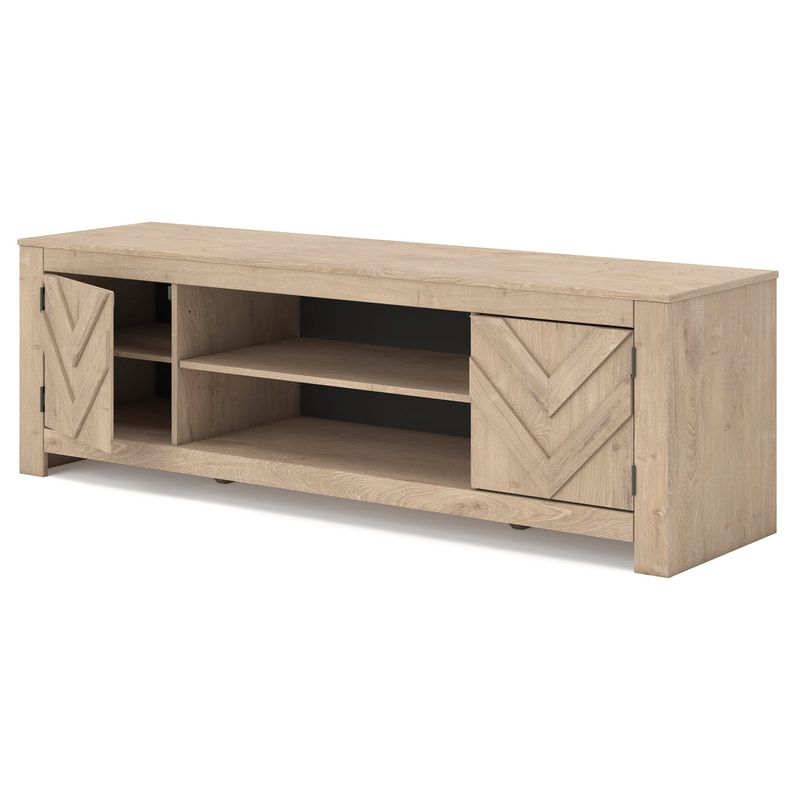 W3787-68 Light Oak-Grain TV Stand — 70" with Adjustable Shelves