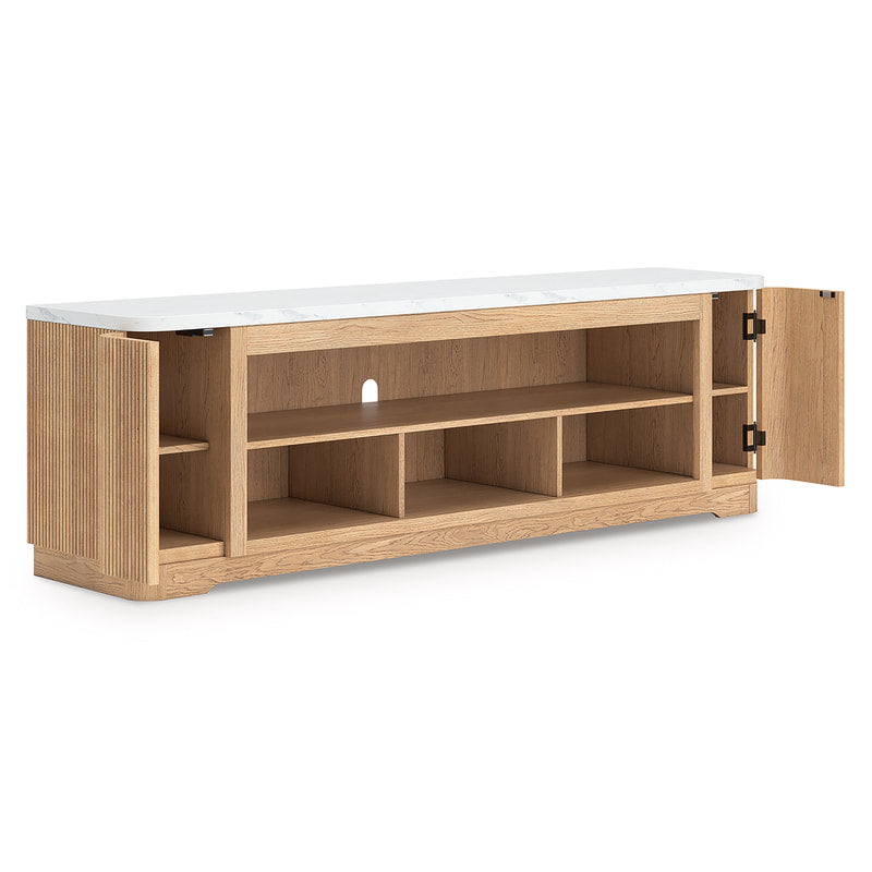 W808-68 TV Stand — Faux Marble Top, 79.5"L