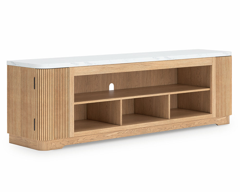 W808-68 TV Stand — Faux Marble Top, 79.5"L
