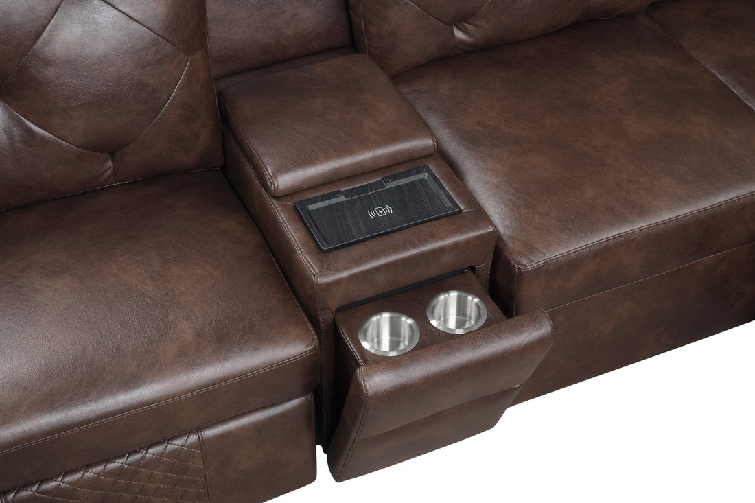 Winston Brown Power Reclining Sectional — Pull-Out Bed & Charging Console